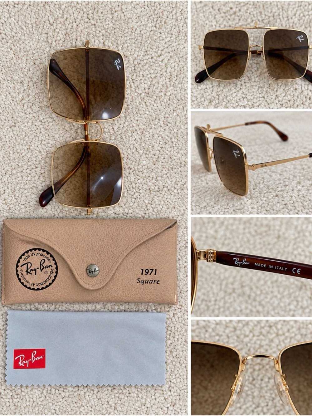 Ray-Ban Gold Frame Sunglasses with Brown Gradient Lenses